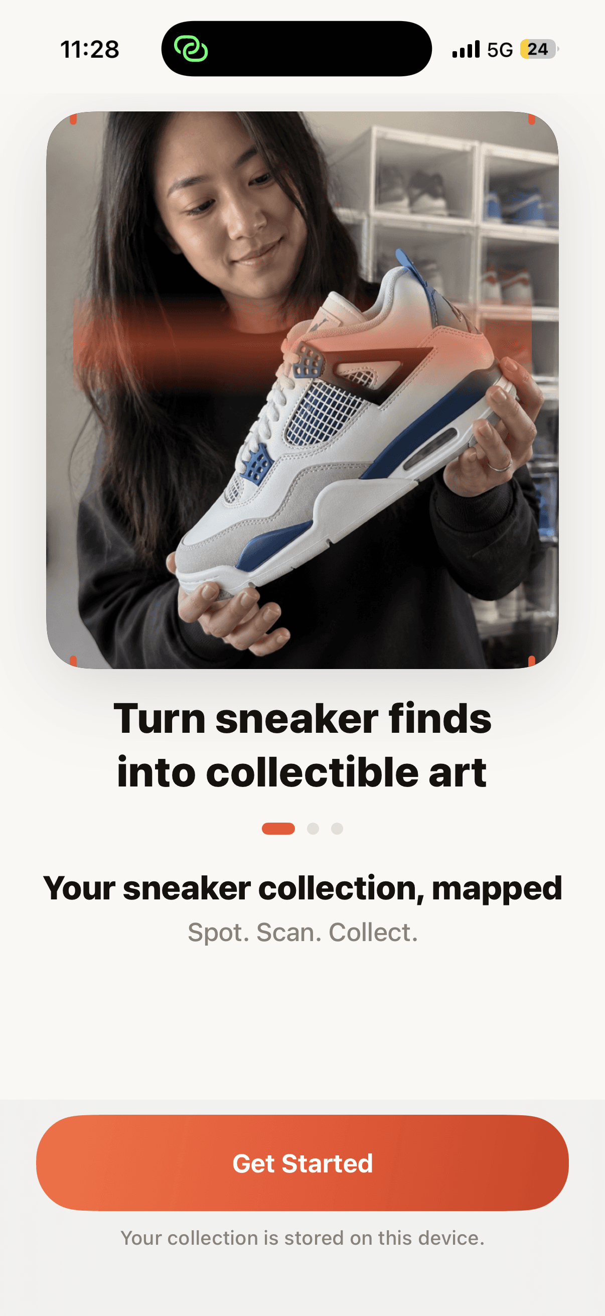 A collector holding an Air Jordan 4 in Sneaker Scout